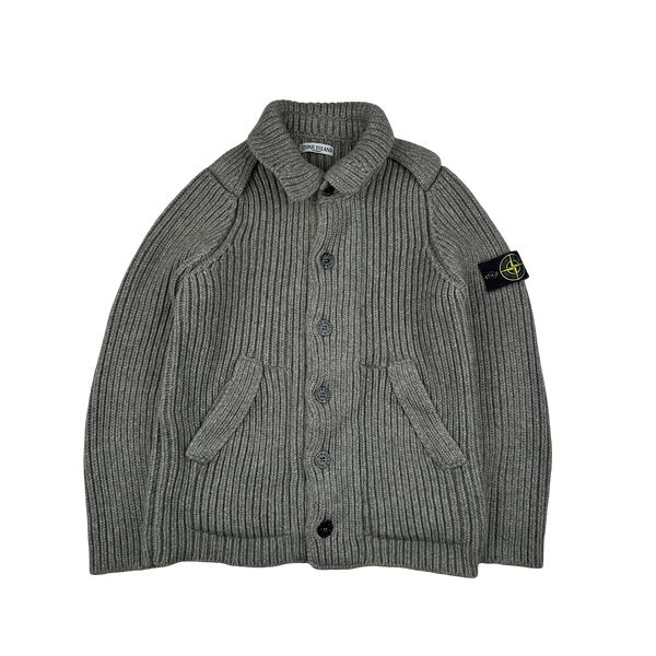 Stone Island 2008 Wool Grey Buttoned Cardigan Jumper Large Mat s Island