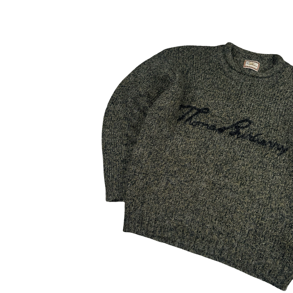 Burberry Green Knitted Spellout Jumper - XL