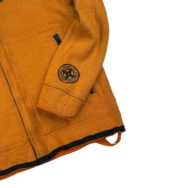 Stone Island 2003 Orange Compass Stretch Cotton Fleece Zip Jumper - Large