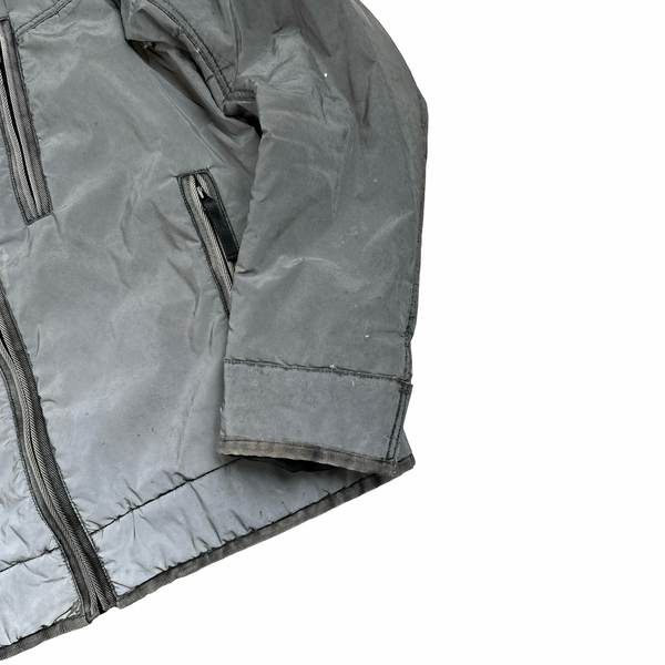 Stone Island Silver Liquid Reflective Fleece Lined Jacket - Large