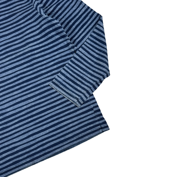 Stone Island Vintage 2003 Cotton Blue Stripped Longsleeve T Shirt - XXL