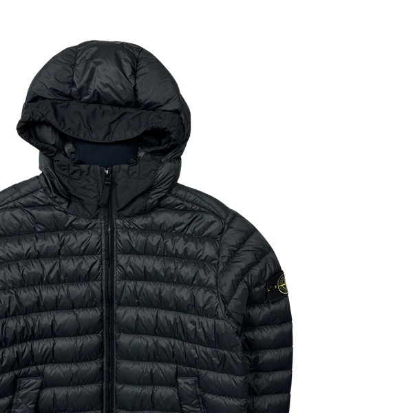 Stone Island Black Micro Yarn Hooded Puffer Jacket Large Mat s