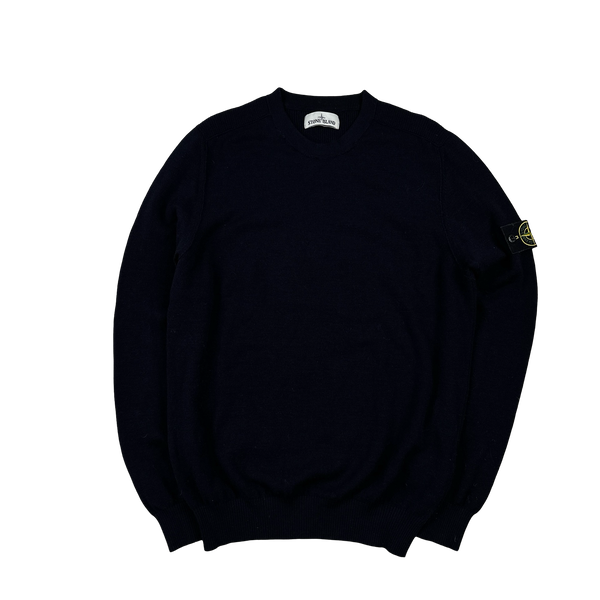 Stone Island 2019 Navy Blue Wool Crewneck Jumper - Large