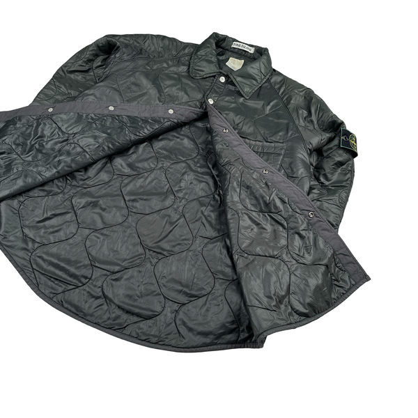 Stone Island 1999 Vintage Khaki Buttoned Quilted Jacket - Large
