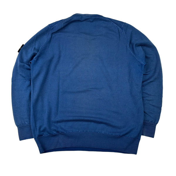 Stone Island Blue Cotton Crewneck Knit Jumper - XXL
