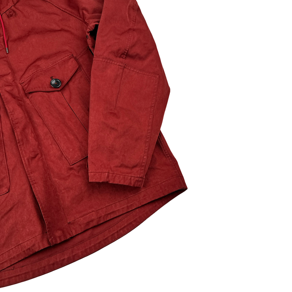 Ten C Red Chest Pocket Lined Hood Tempest Anorak Jacket - Large