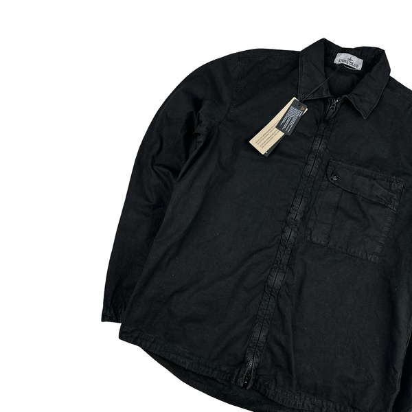 Stone Island 2024 Black Garment Dyed Overshirt - Large