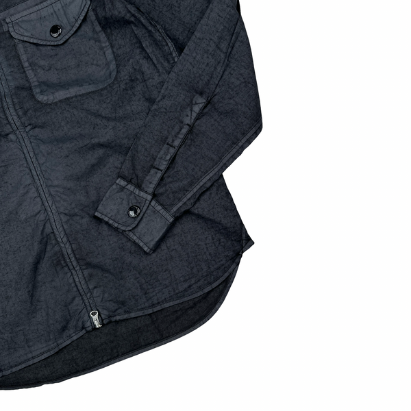 CP Company Popeline Placcato Navy Zipped Overshirt - Small