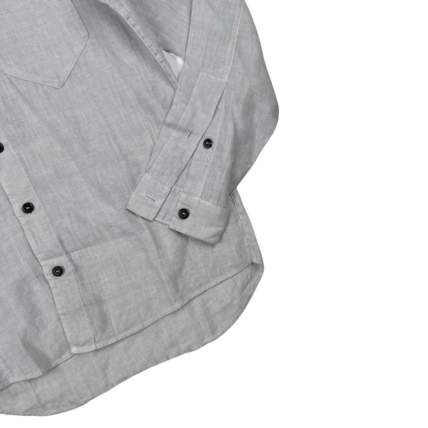 Stone Island Linen Grey Arm Logo Buttoned Shirt - Small