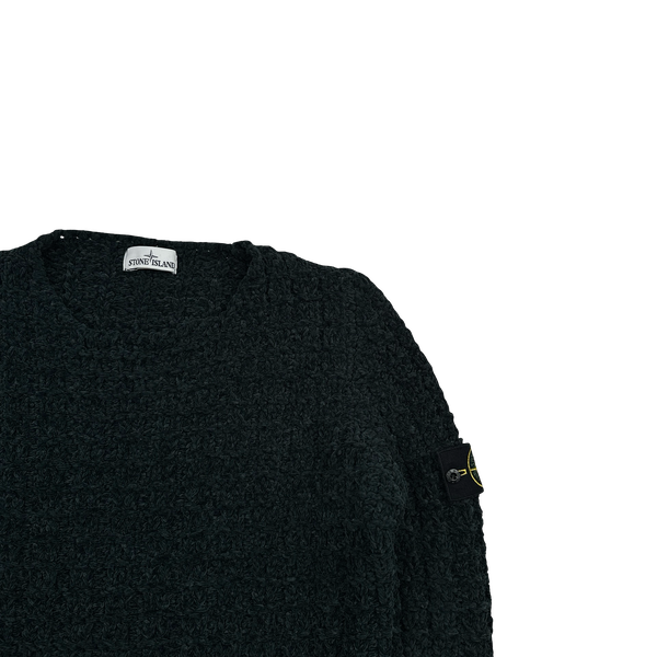Stone Island 2016 Navy Chenille Knit Wide Neck Jumper - Large