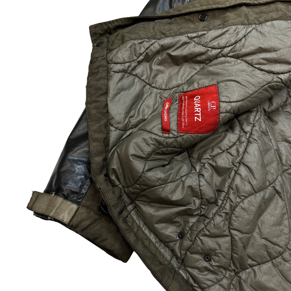 CP Company Brown Quilted Lined Goretex Paneled Goggle Jacket - Medium