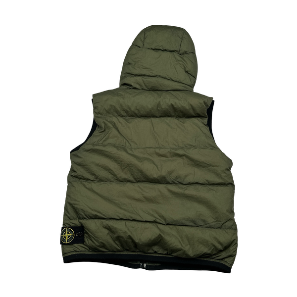 Stone Island 2011 Khaki Opaque Nylon Tela Down Filled Gilet - Medium