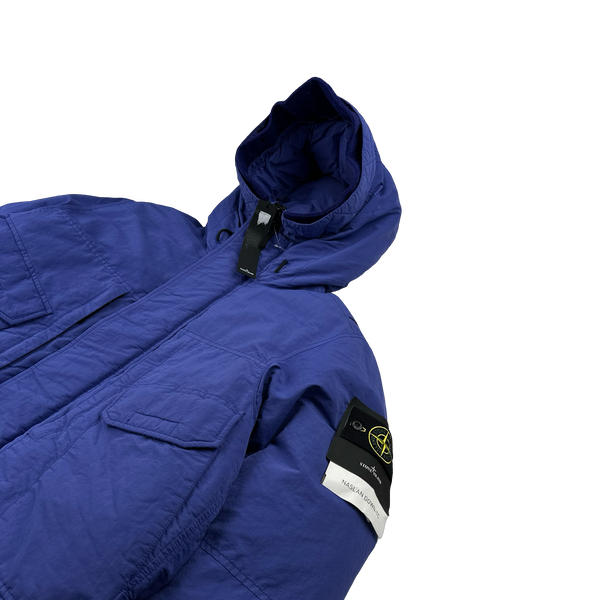 Stone Island 2021 Blue Garment Dyed Naslan Down TC Parker Jacket - Large