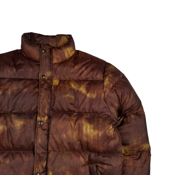 Stussy Tortoise Shell Tie Dye Puffer Jacket - Large