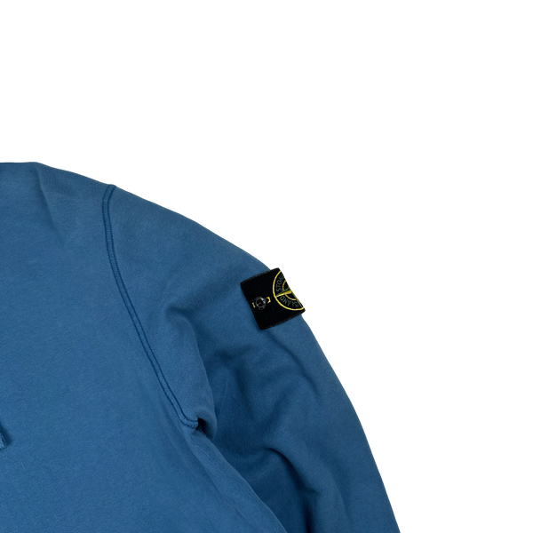 Stone Island 2020 Blue Cotton Pullover Hoodie - Large