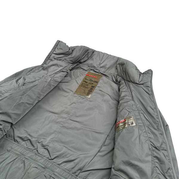 Prada Silver Nylon Padded Long Jacket - Large