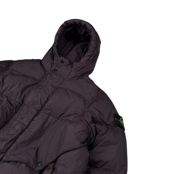 Stone Island 2023 Plum Garment Dyed Crinkle Reps Down Puffer - Large