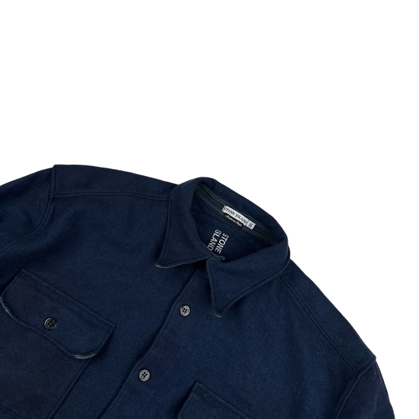 Stone Island 1995 Navy Vintage Wool Overshirt - XXL