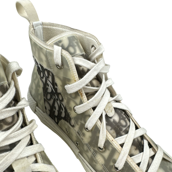 Dior Oblique Monogram High Top White Trainers - UK 9