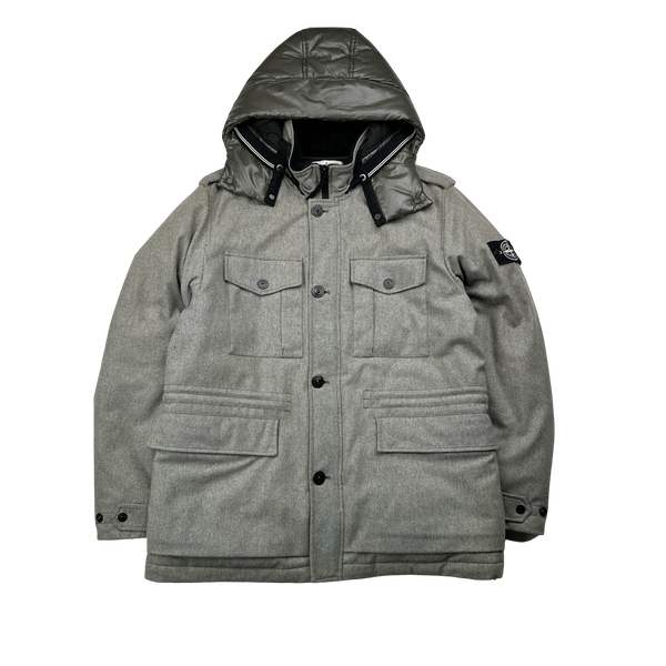 Stone Island 2014 Grey Ice Wool Blend Down Jacket - XL