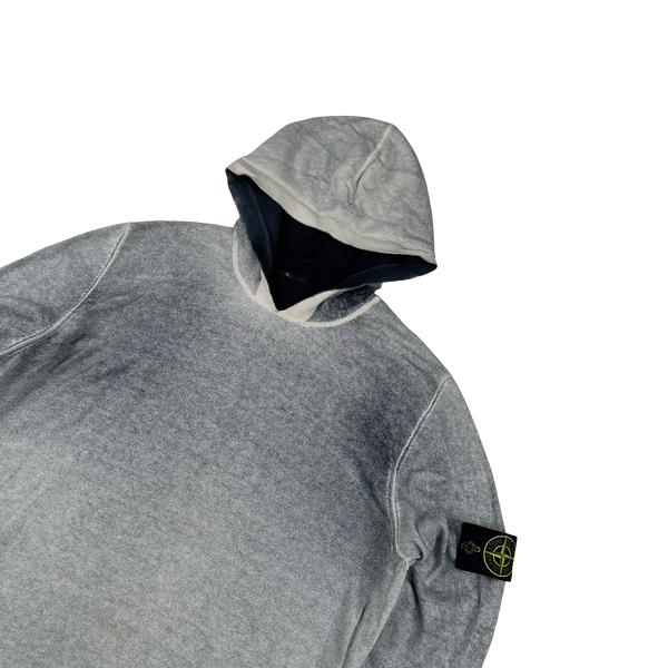 Stone Island 2016 Blue Hand Sprayed Dust Hoodie - Small