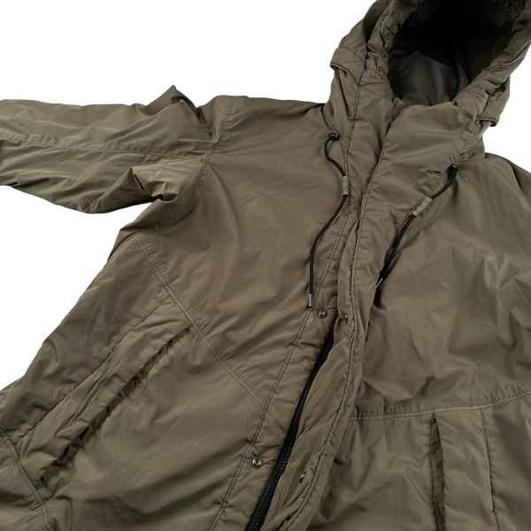 CP Company Brown Nycra Quilted Fishtail Parka Jacket - Medium