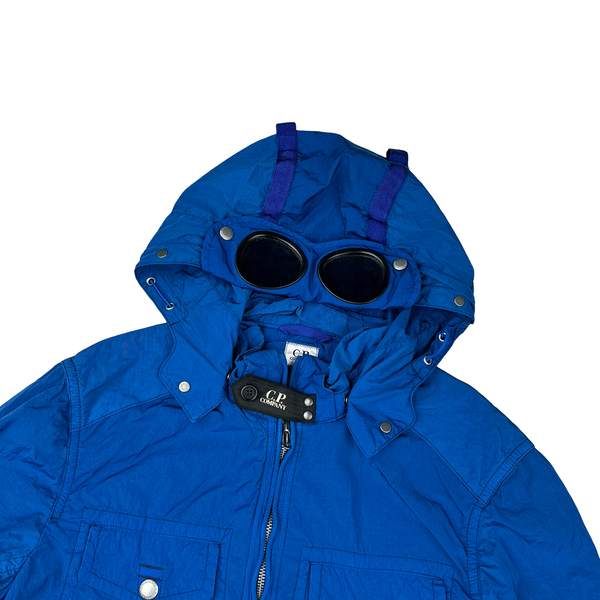 CP Company Blue Chrome Shimmer Goggle Multi Pocket Jacket - Medium