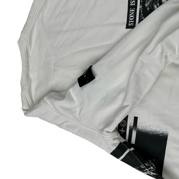 Stone Island 2020 White Crewneck Graphic Sweatshirt - Large