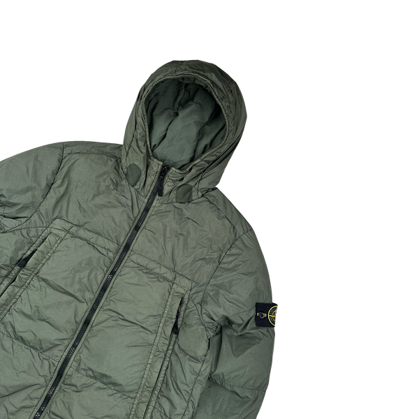 Stone Island 2020 Moss Green Crinkle Reps Puffer Jacket - Large