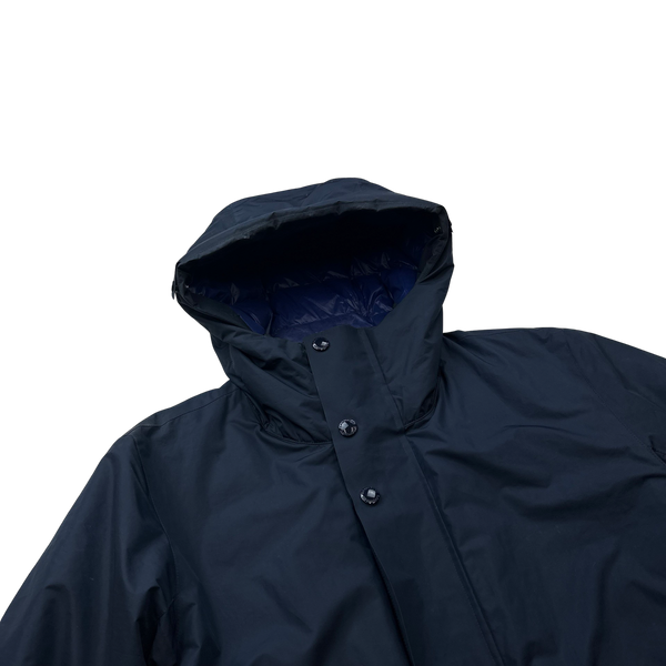 CP Company Navy Micro M Down Filled Lens Viewer Long Parka Jacket - Small