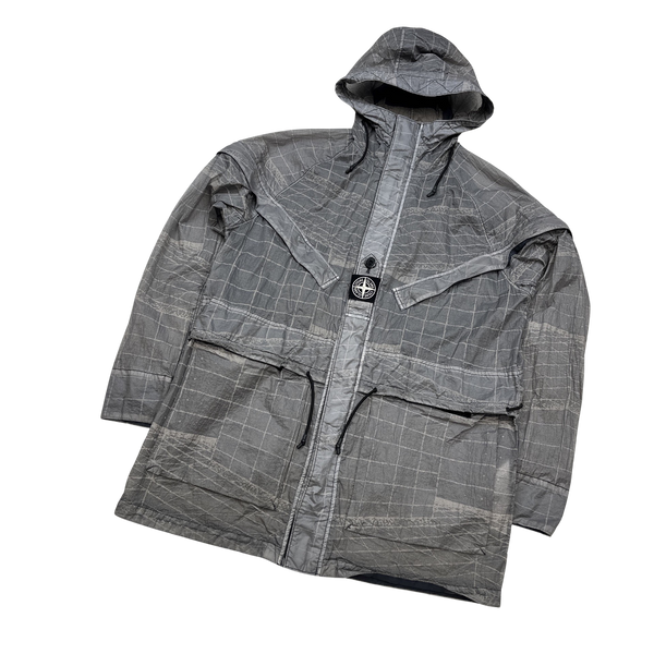 Stone Island 2021 Grey Reflective Grid Lamy TC Jacket - Medium