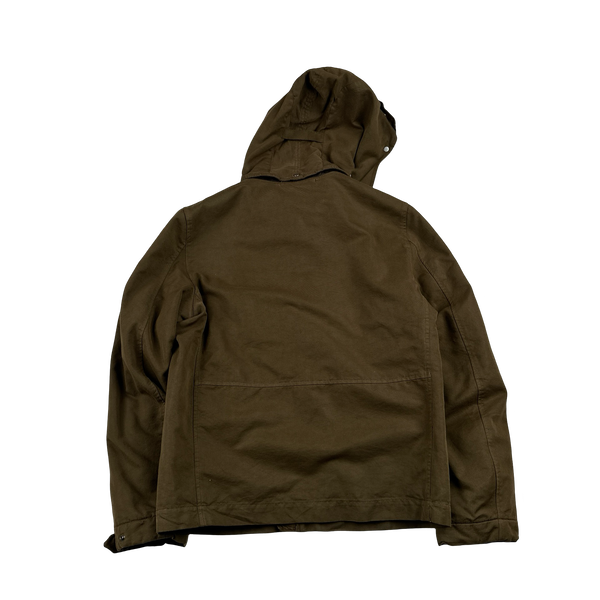 CP Company 2005 Brown Leather Detailed Goggle Jacket - Medium