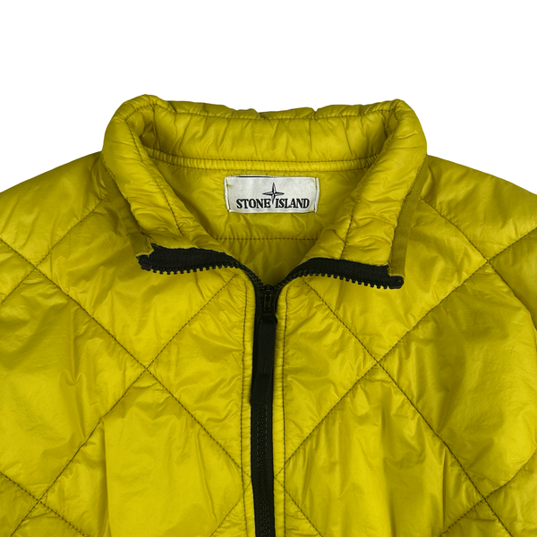 Stone Island 2019 Yellow Garment Dyed Quilted Micro Yarn Bomber Jacket - Small