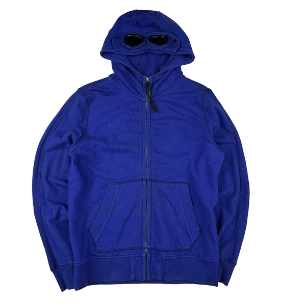 CP Company Blue Cotton Goggle Hoodie - Large