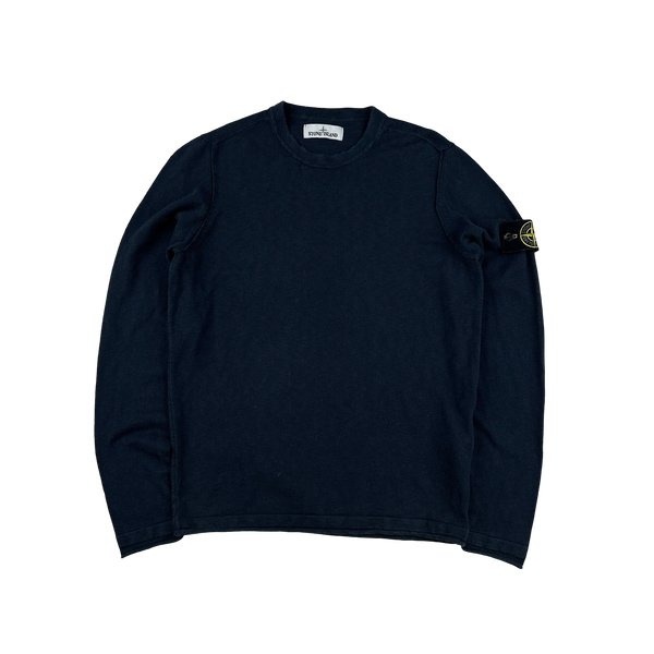 Crewneck stone  navy (ぽんのために) Stone Island 2020 Navy Crewneck Knit Jumper - Small – Mat's