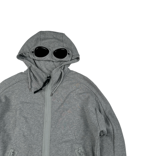 CP Company Grey Goggle Cotton Zip Up Hoodie - Medium