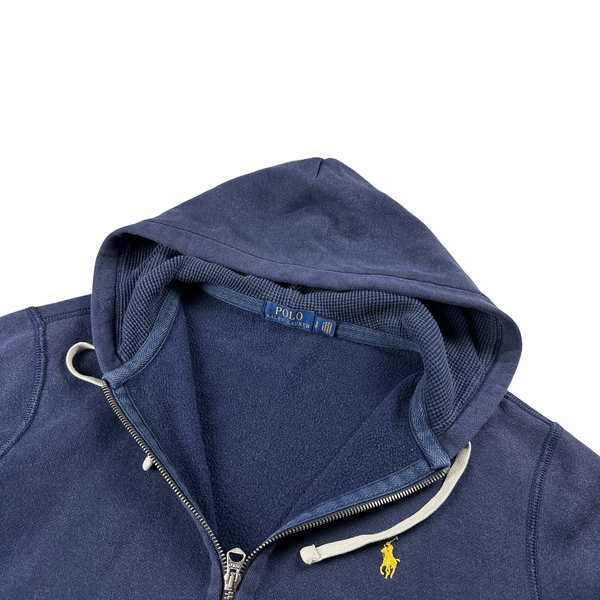 Ralph Lauren Navy Thick Cotton Zipped Hoodie - Small