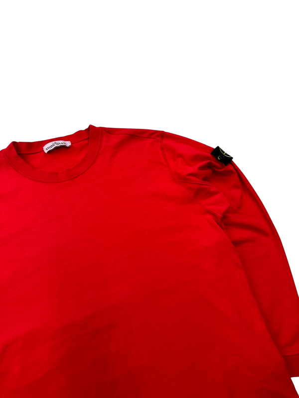 Stone Island Red Crewneck Cotton Jumper - Large