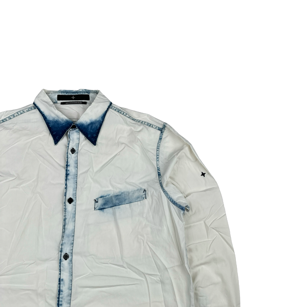 Stone Island Blue Tie Dye White Cotton Buttoned Shirt - XL