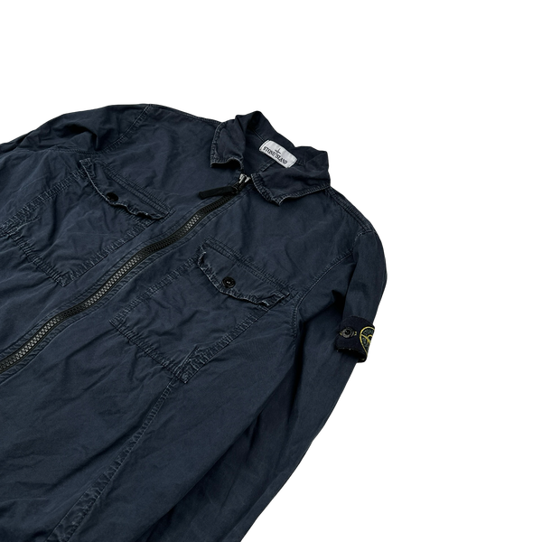 Stone Island 2019 Black Cotton Zipped Overshirt - Small