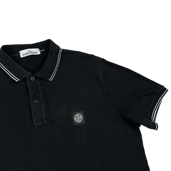 Stone Island 2015 Black Cotton Slim Fit Polo Top - 3XL