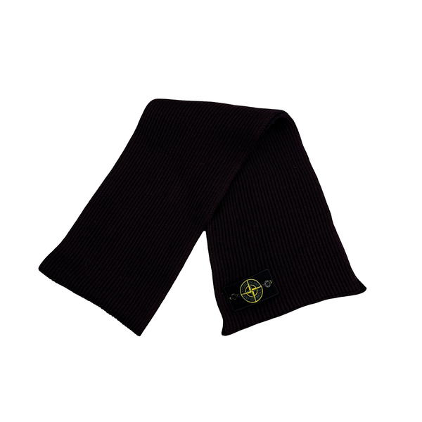 Stone Island Purple Wine Ribbed Wool Scarf