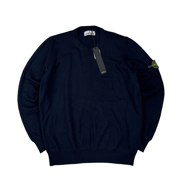 Stone Island 2020 Navy Merino Wool Crewneck Jumper - XL