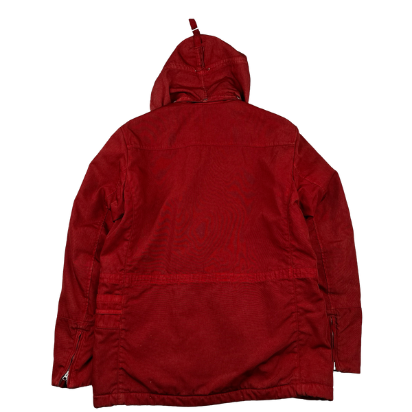 CP Company Red Frosted Nylon Quilted Goggle Jacket - XL