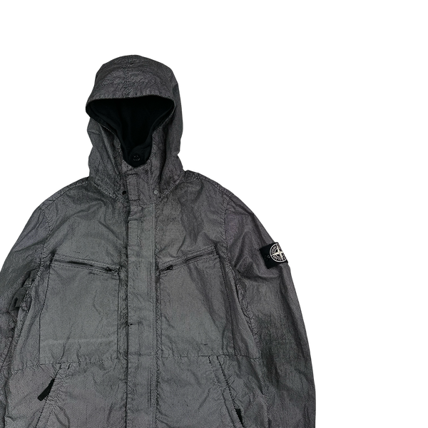 Stone Island 2016 Black Silver Pixel Reflective Hooded Jacket - Large