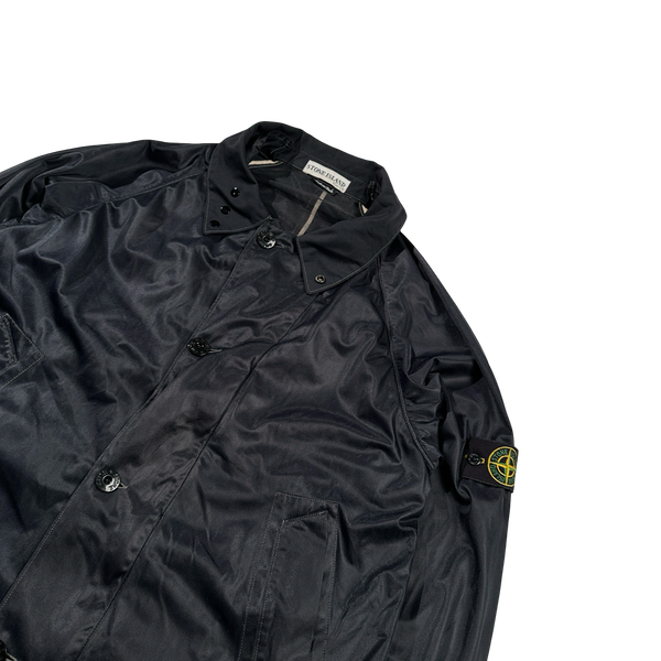 Stone Island 2003 Navy Paul Harvey Era Lightweight Mesh Collared Long Jacket - Medium