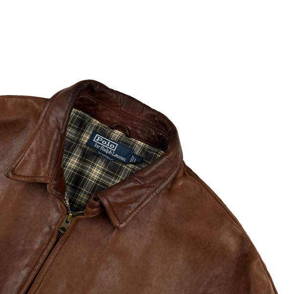 Ralph Lauren Brown Heavyweight Leather Jacket - Large