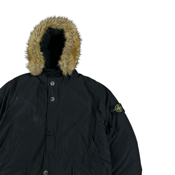 Stone Island 2018 Black Micro Reps Down Filled Parka Jacket - Large