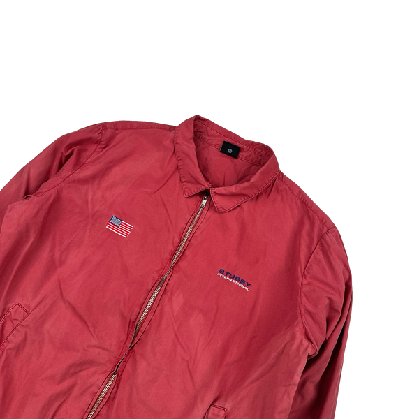 Stussy International Red Collared Bomber Jacket - Large