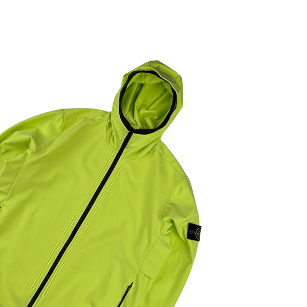 Stone Island 2022 Lime Green Soft Shell R E Dye Tech Jacket - XL
